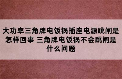 大功率三角牌电饭锅插座电源跳闸是怎样回事 三角牌电饭锅不会跳闸是什么问题